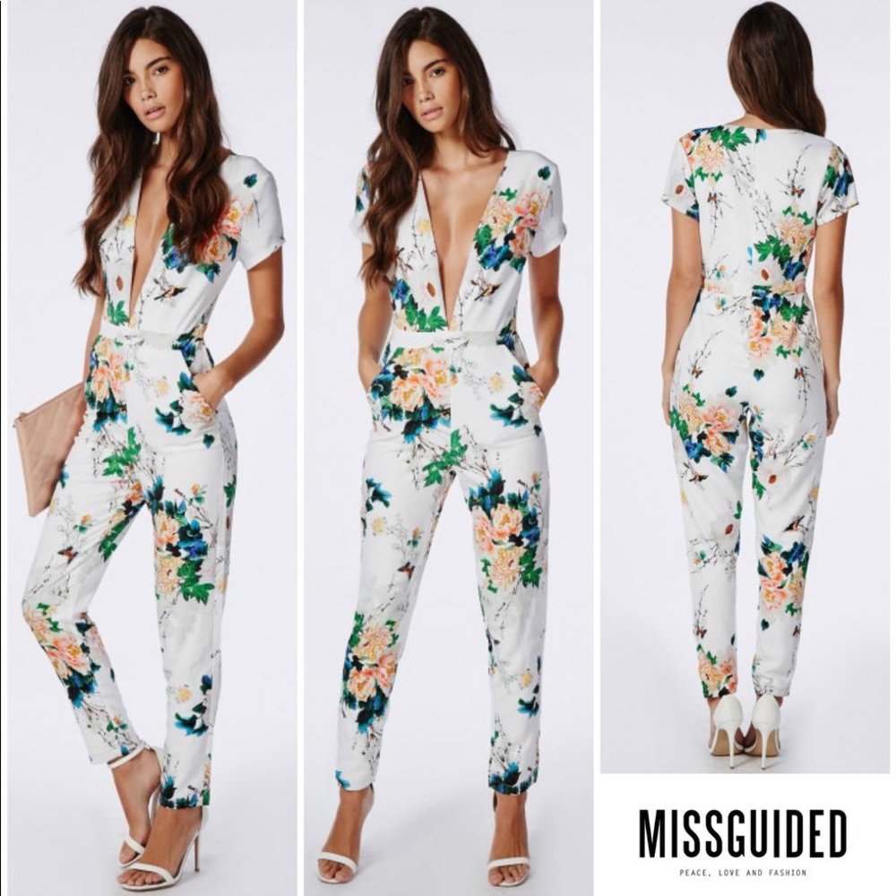 Missguided floral jumpsuit